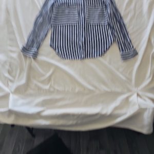 Next Blue and White Striped Long Sleeve Button-Down Shirt
