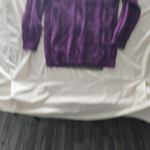 Next Purple Cable Knit V-Neck Jumper Sweater Size M