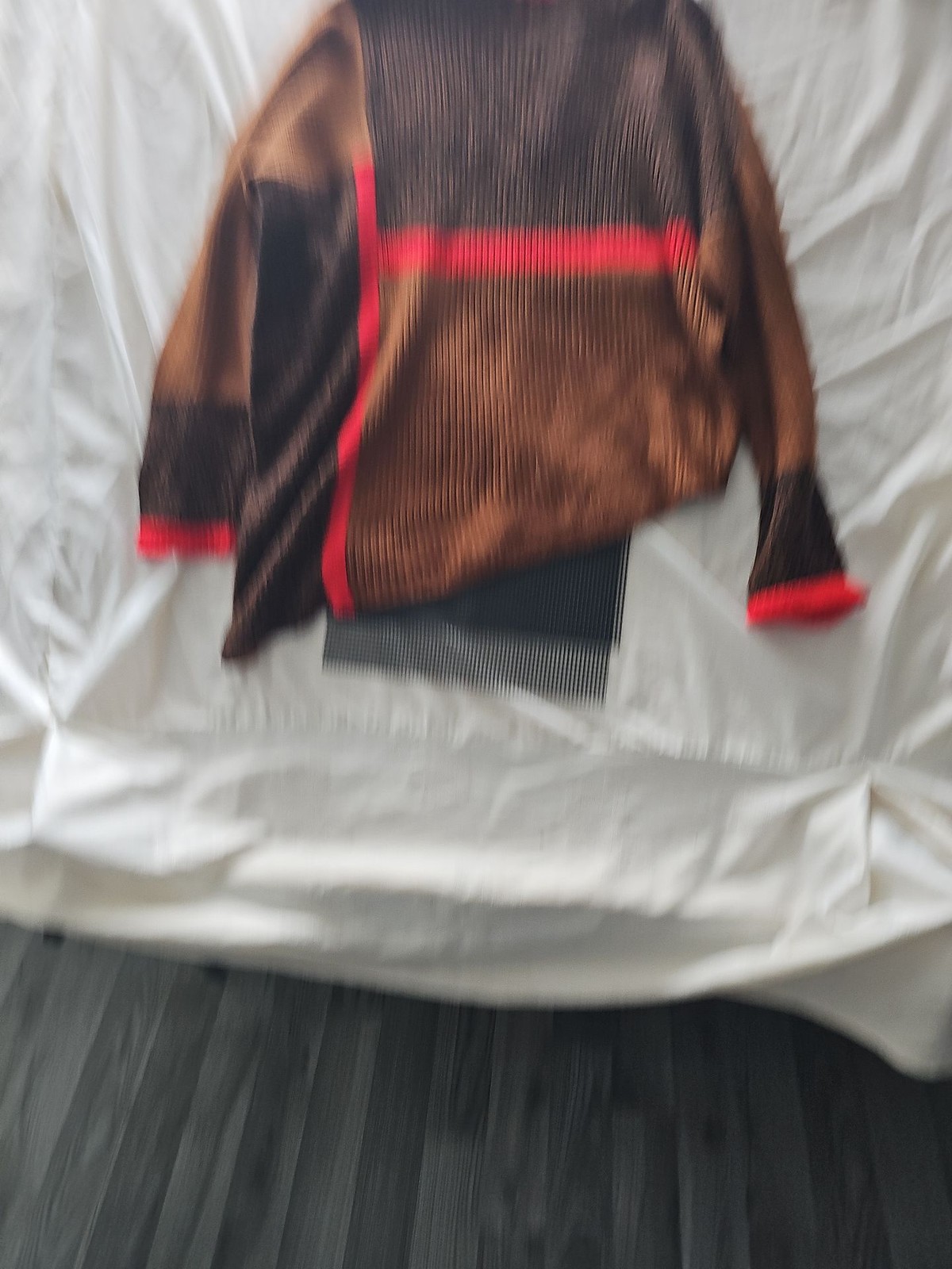 Next Colorblock Ribbed Knit Jumper in Brown and Neon Coral