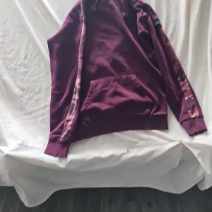 Closure London Men's Burgundy Camo Panel Pullover Hoodie