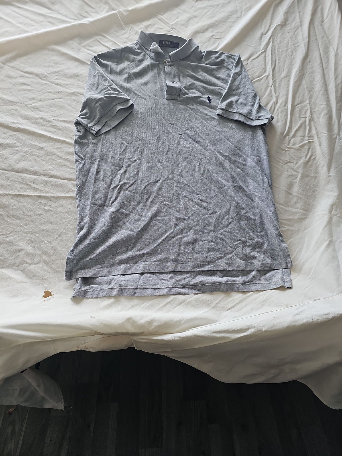 Classic Polo Ralph Lauren Grey Mesh Cotton Polo Shirt - Size L A437