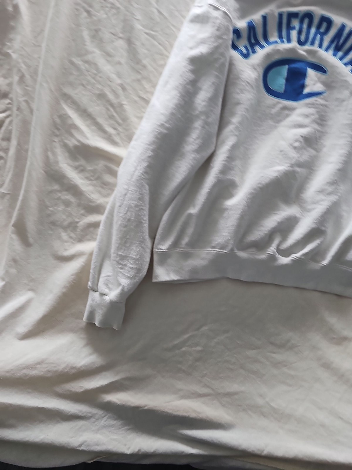 Vintage Champion California Spellout Sweatshirt White Large - Image 8