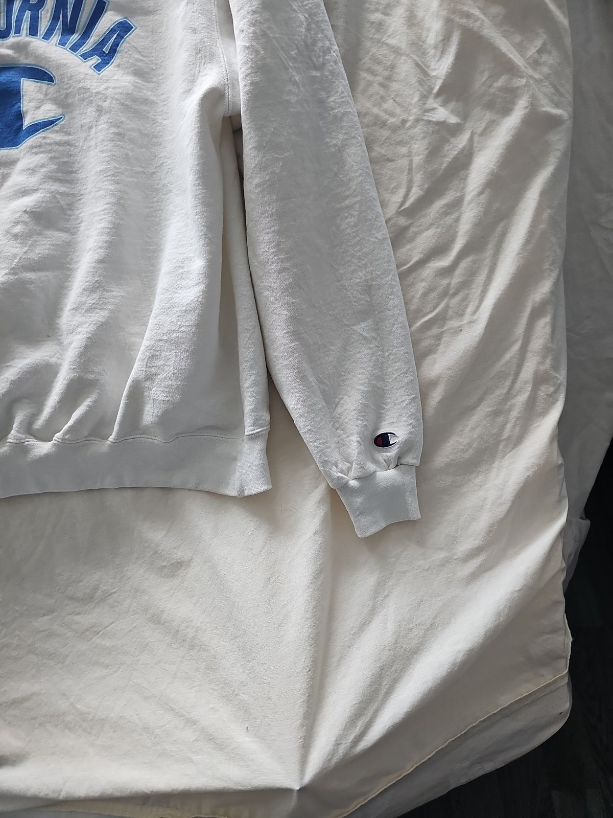 Vintage Champion California Spellout Sweatshirt White Large - Image 9