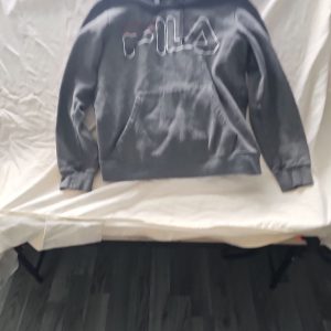 Vintage Fila Embroidered Logo Hoodie - Charcoal Grey