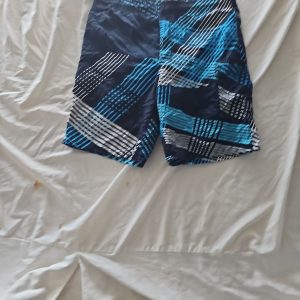 Men's Geometric Abstract Print Swim Trunks Navy/Cyan
