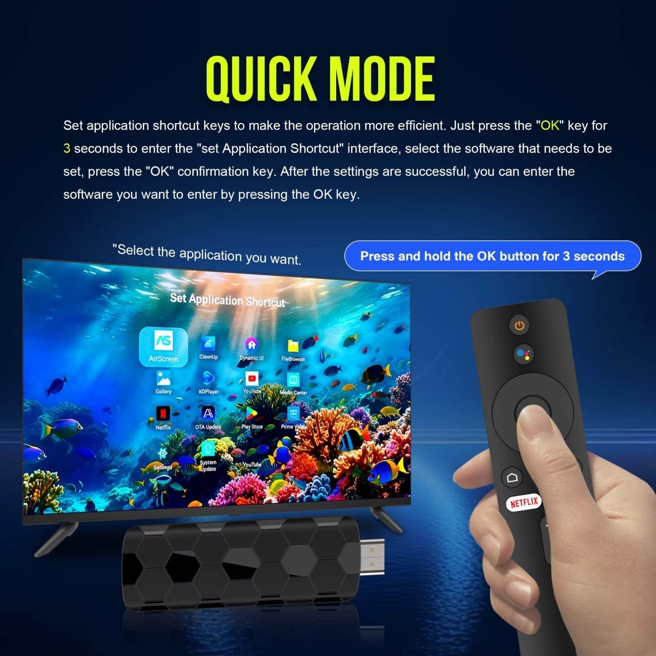 R3+ Mini TV Stick Dual UI Interface Android 16 ATV Ram 8GB Rom 128GB RK3518 - Image 7