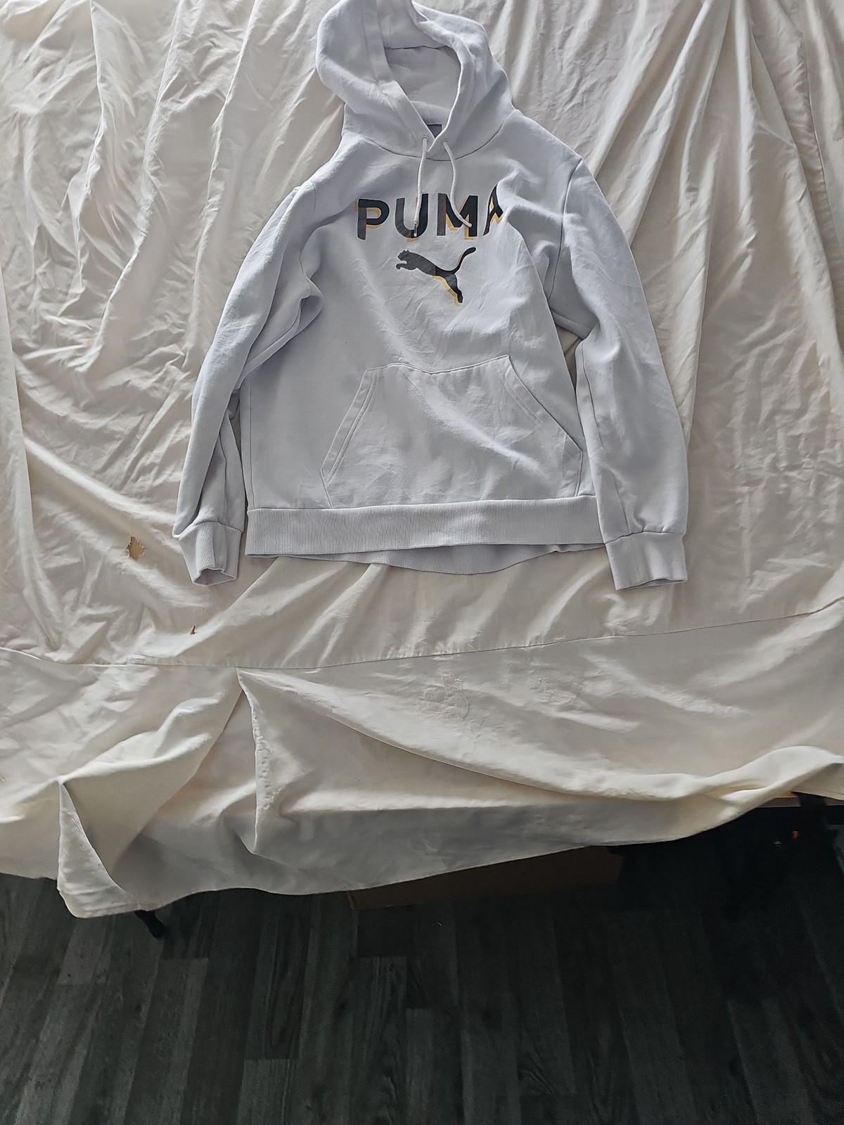 Puma Big Logo Graphic Fleece Hoodie White Men's Size Large
