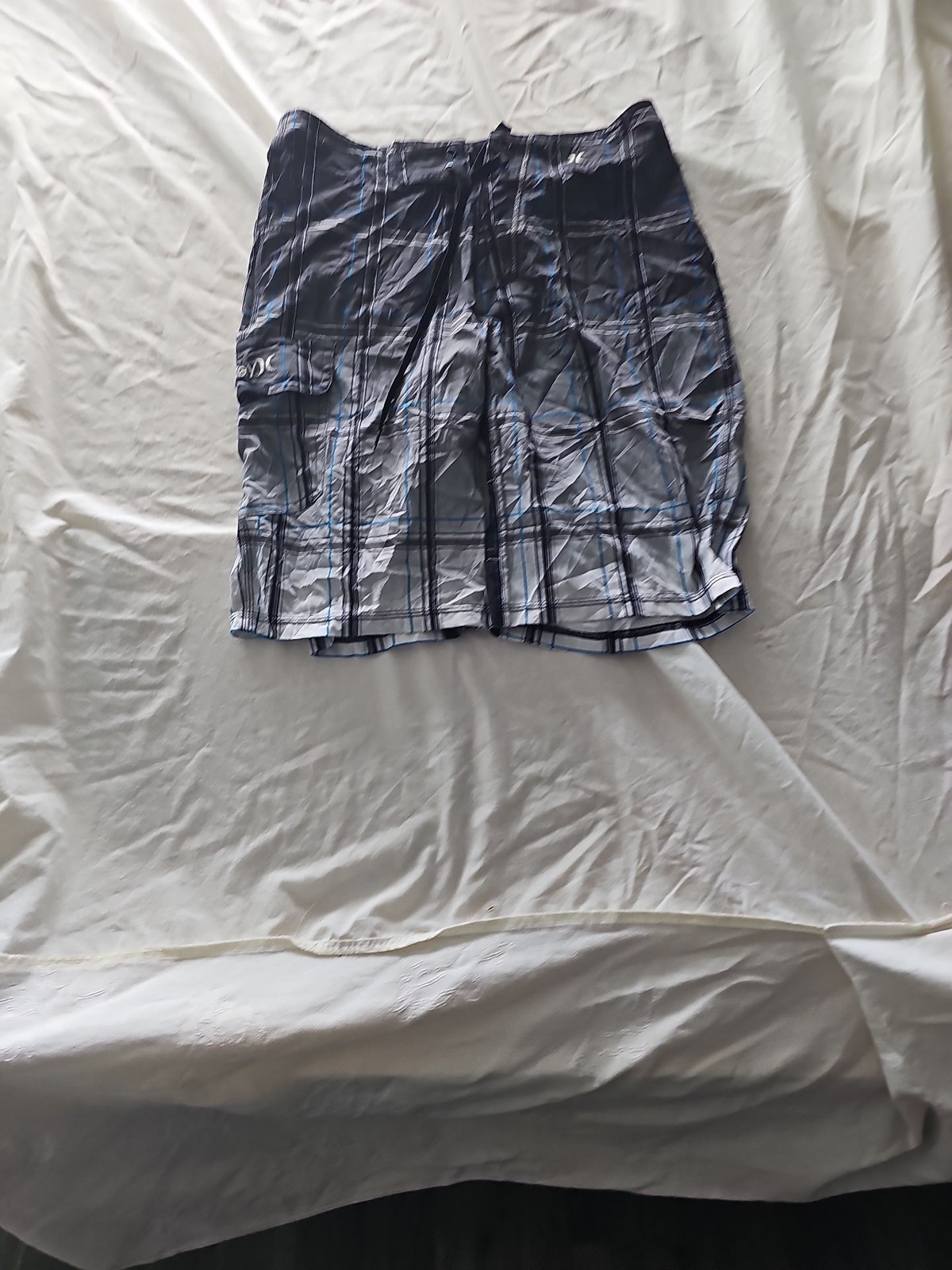 Hurley Men's Plaid Board Shorts Blue & Grey Swim Trunks