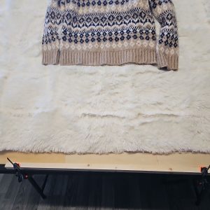 Vintage Style Fair Isle Knit Jumper in Beige and Navy