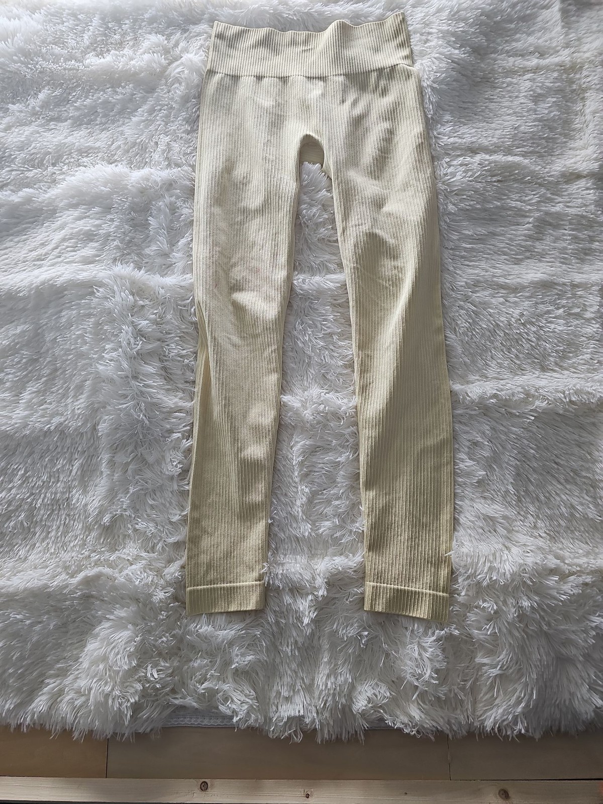 Primark Work Out Cream Ribbed Seamless Leggings