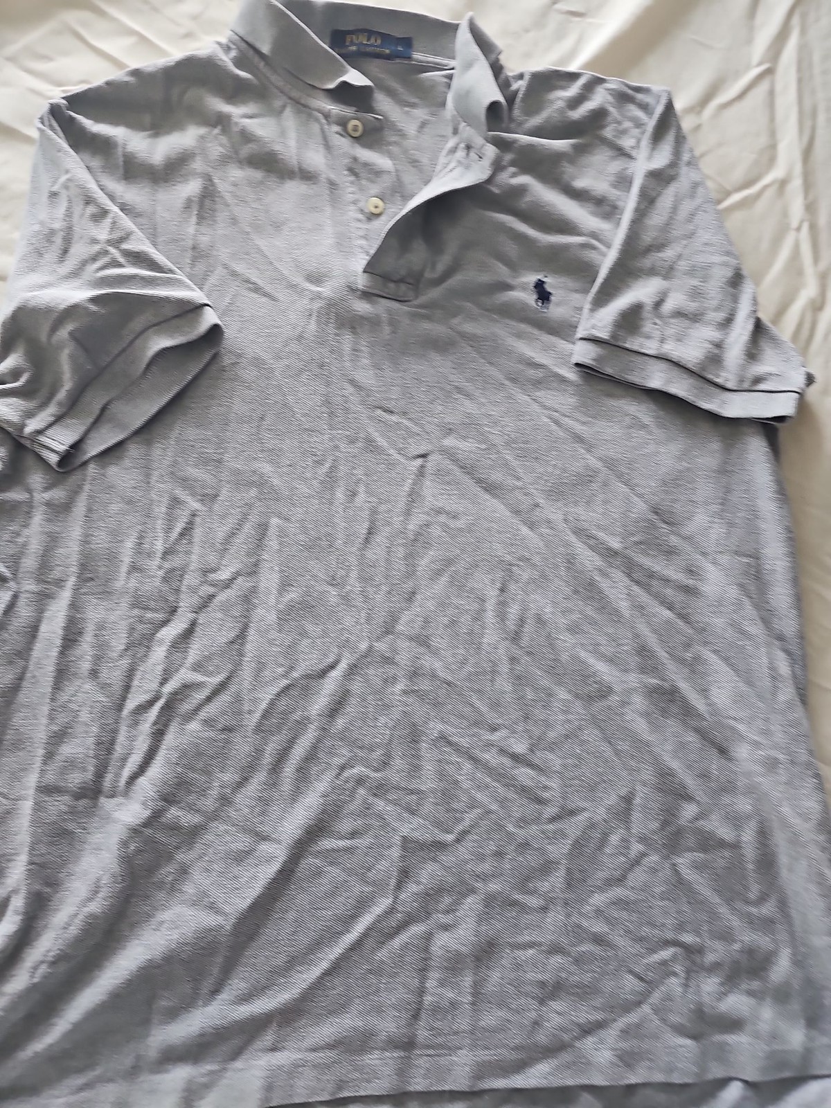 Classic Polo Ralph Lauren Grey Mesh Cotton Polo Shirt – Size L A437