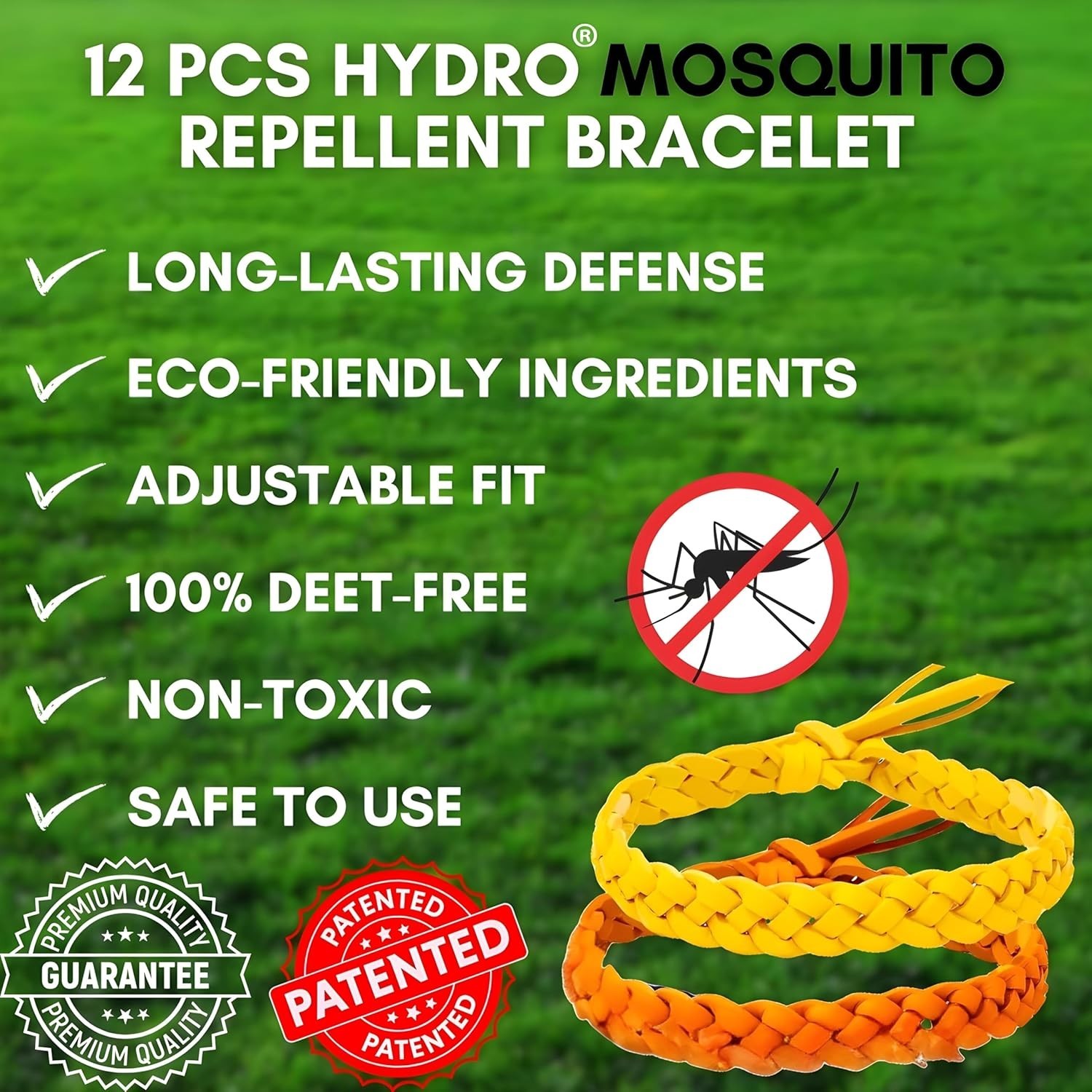 12PCS Pest Mosquito Repellent Bracelet Deet-Free Bands Adjustable Leather UK *