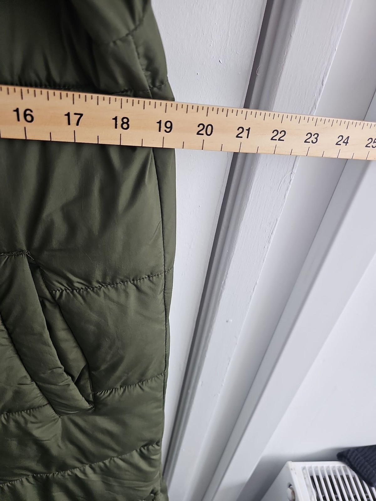 Tu Woman Olive Green Longline Puffer Coat Hooded Size S W41 - Image 7