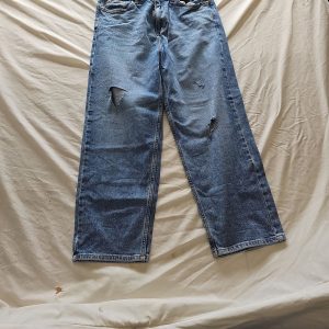 F&F Distressed Wide Leg Blue Denim Jeans B452