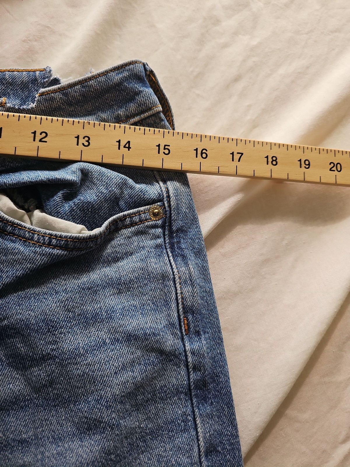 F&F Distressed Wide Leg Blue Denim Jeans B452 - Image 5