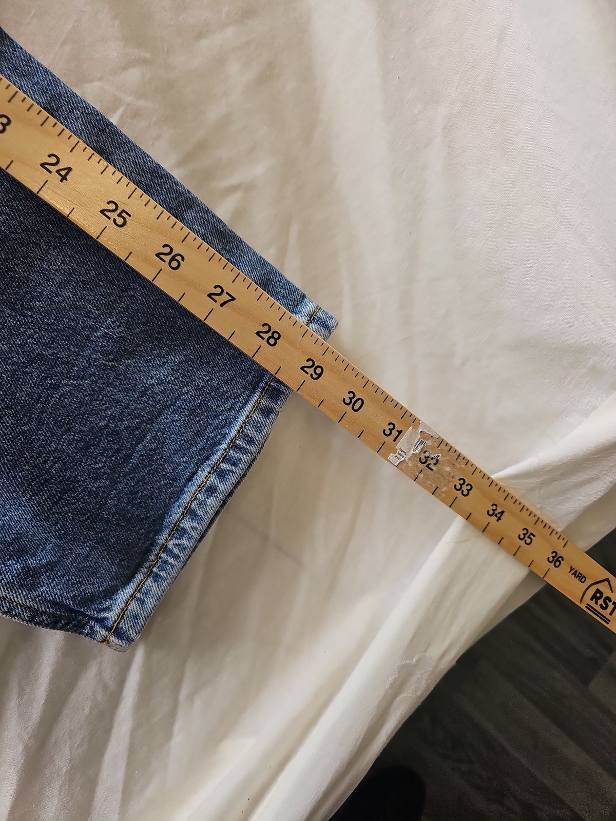 F&F Distressed Wide Leg Blue Denim Jeans B452 - Image 6