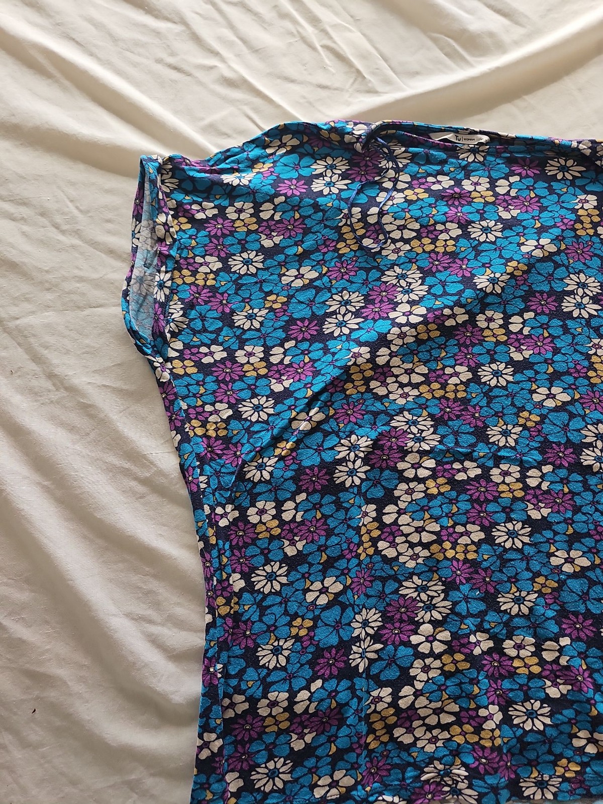 Tu Woman Floral Print T-Shirt in Vibrant Teal and Purple s16 B453