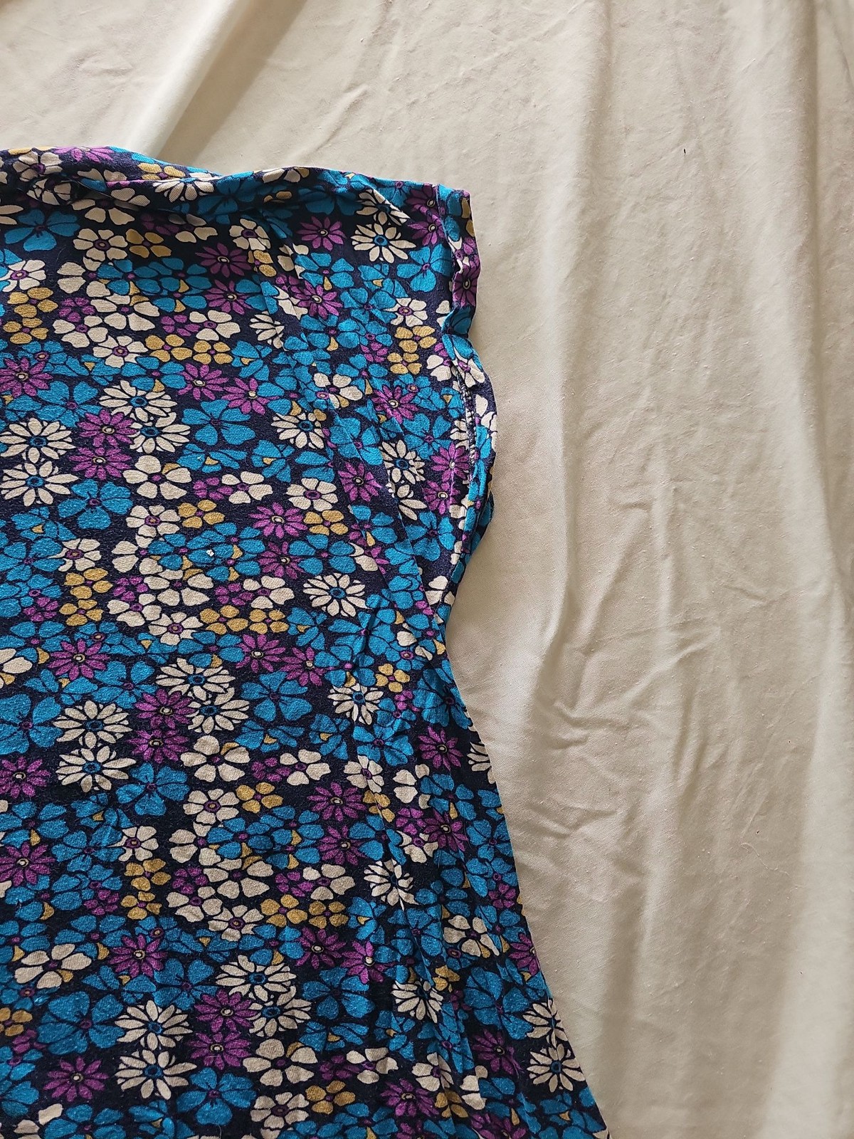 Tu Woman Floral Print T-Shirt in Vibrant Teal and Purple s16 B453 - Image 3