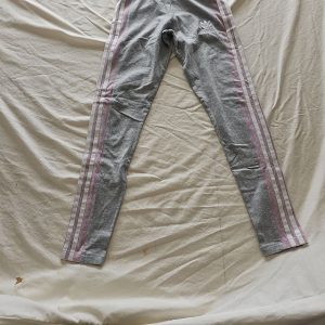 Adidas Originals Grey & Pink 3-Stripe Leggings uk6 B454