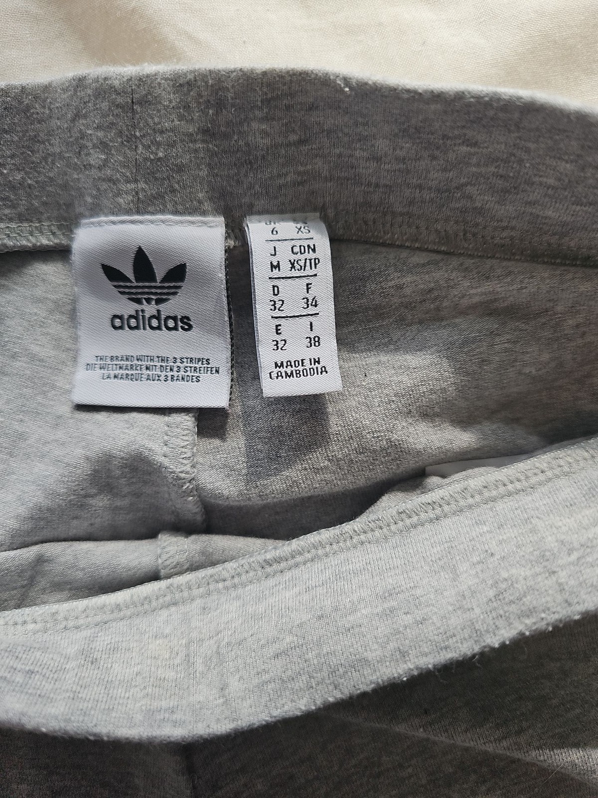Adidas Originals Grey & Pink 3-Stripe Leggings uk6 B454