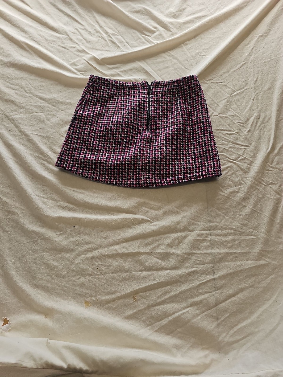 Topshop Pink and Navy Houndstooth Mini Skirt UK 8 B455