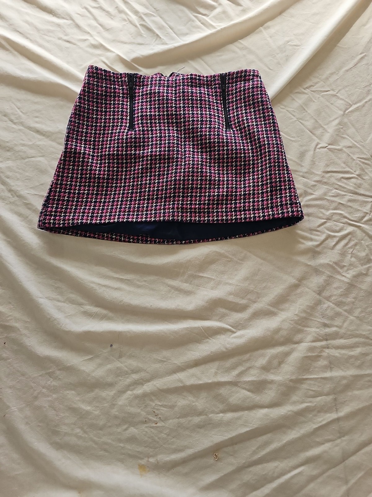 Topshop Pink and Navy Houndstooth Mini Skirt UK 8 B455