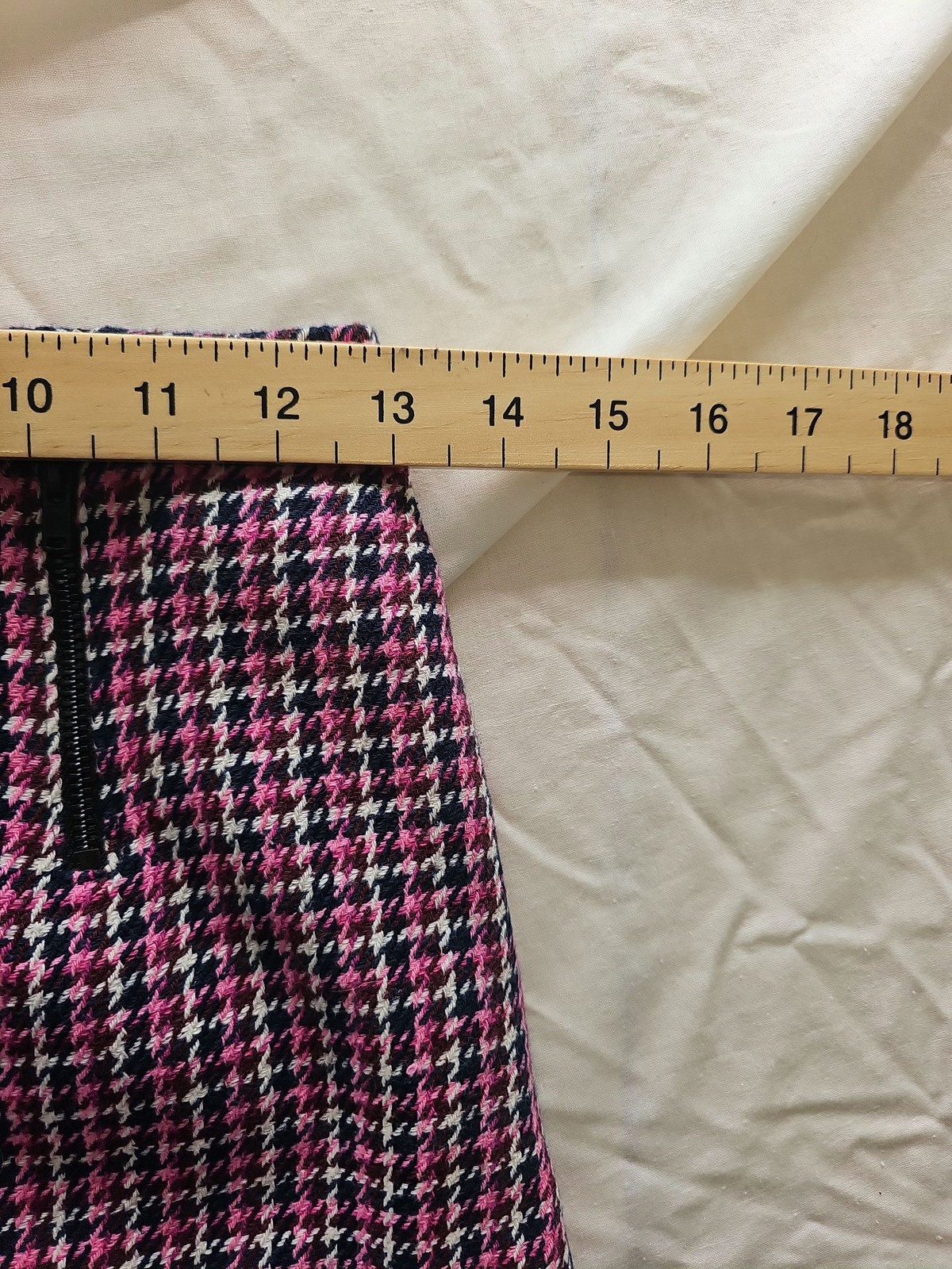 Topshop Pink and Navy Houndstooth Mini Skirt UK 8 B455 - Image 5