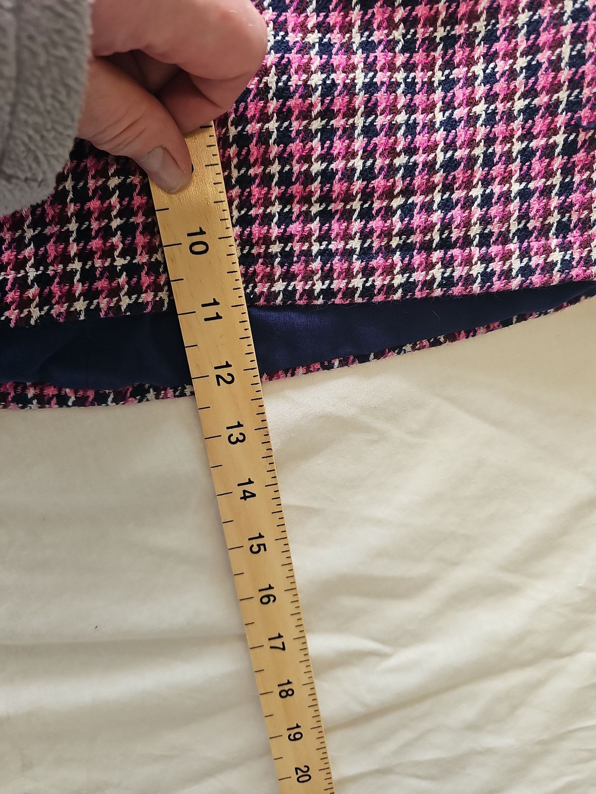 Topshop Pink and Navy Houndstooth Mini Skirt UK 8 B455 - Image 6