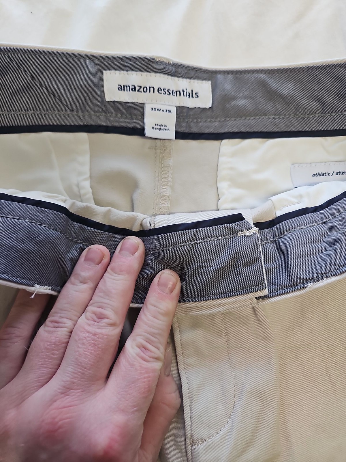 Amazon Essentials Men’s Athletic-Fit Chino Trousers – Beige 33W x 30L C473