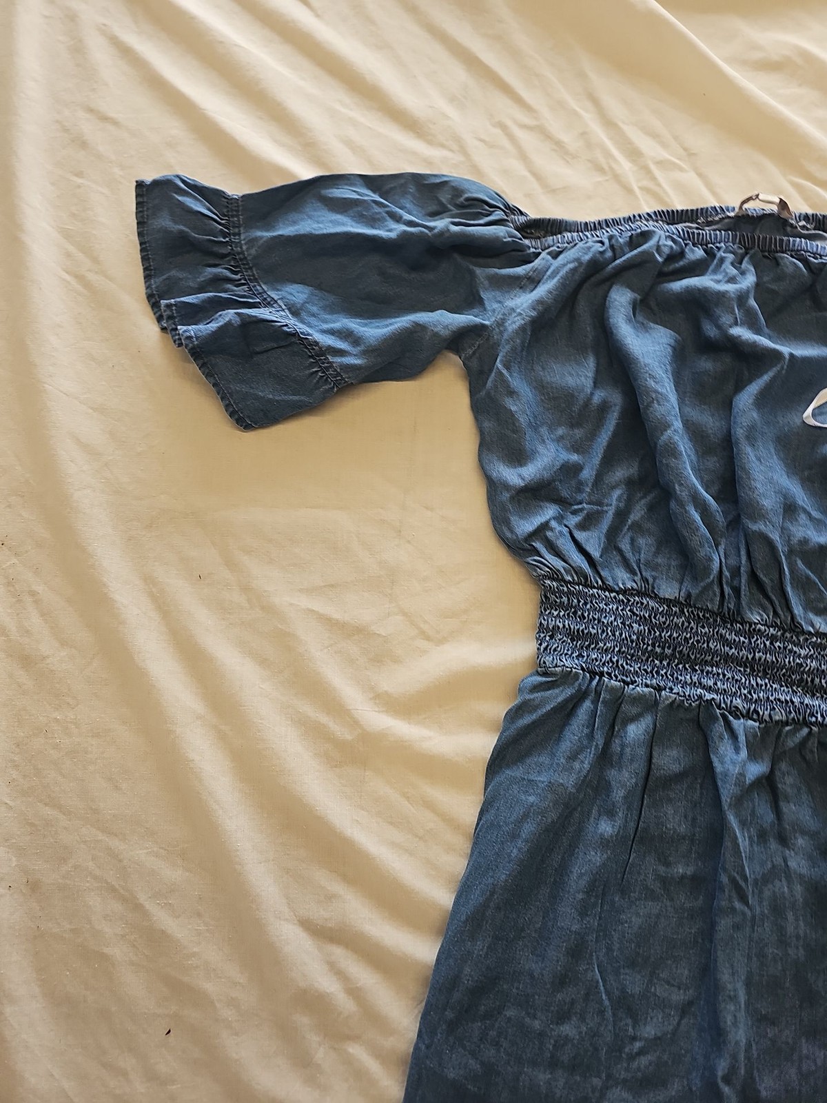 Apricot Off-the-Shoulder Chambray Denim Mini Dress Uk8 B460 - Image 3