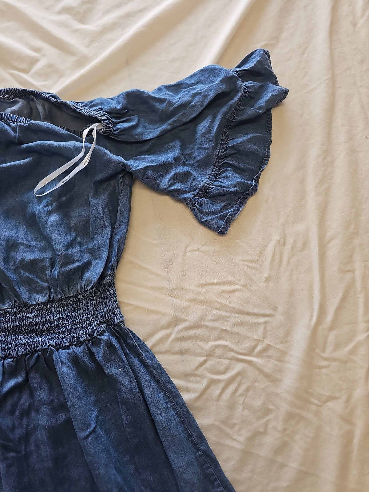 Apricot Off-the-Shoulder Chambray Denim Mini Dress Uk8 B460 - Image 4