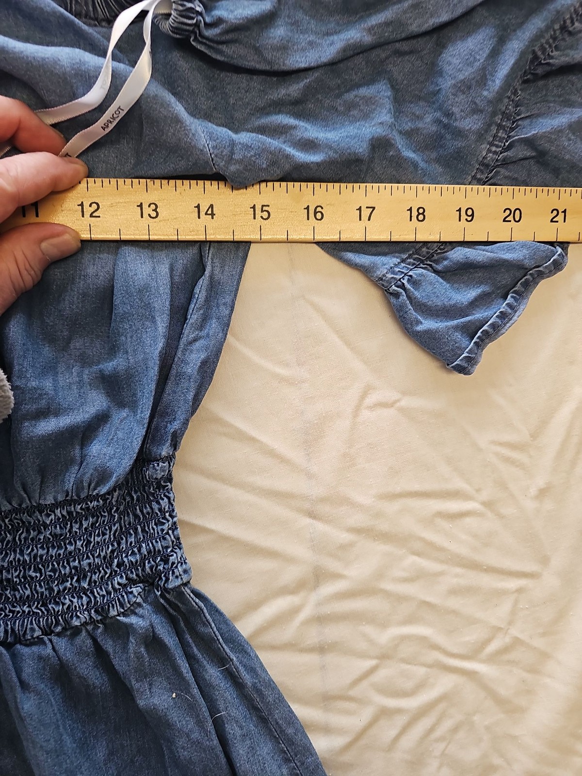 Apricot Off-the-Shoulder Chambray Denim Mini Dress Uk8 B460 - Image 6