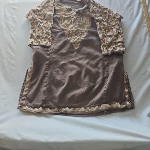 Vintage Style Earth-Tone Embroidered Cotton Tunic Top  412