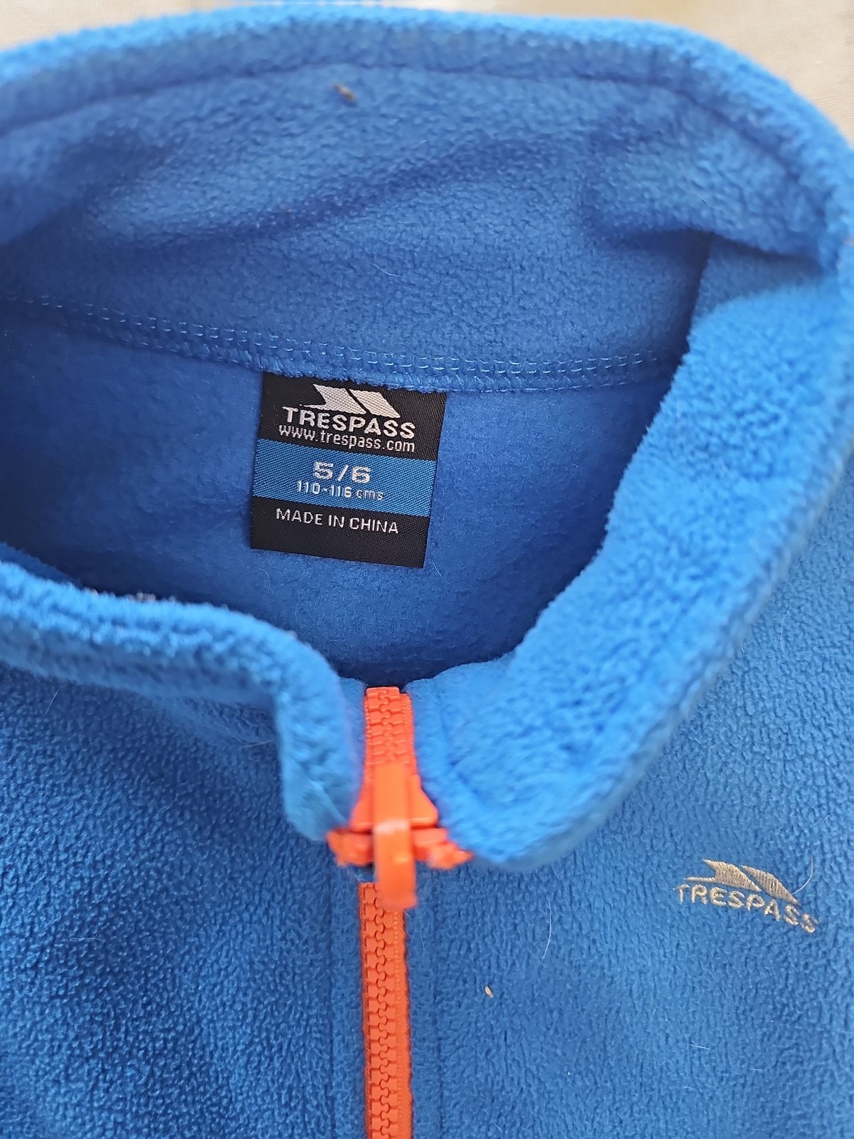 Trespass Kids Blue Full Zip Fleece Jacket with Orange Contrast B464
