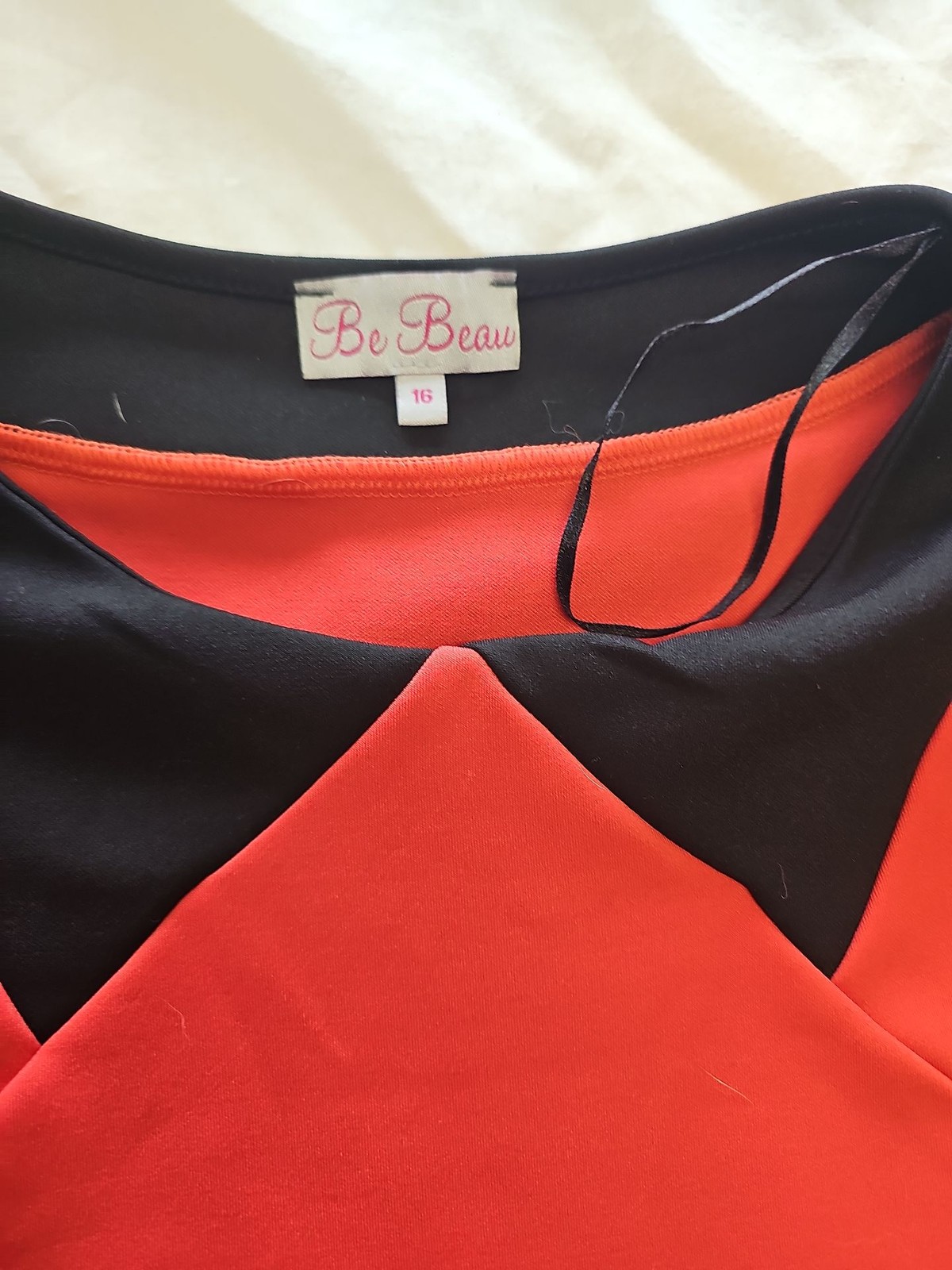 Be Beau Red and Black Colorblock Skater Dress Size 16 B465