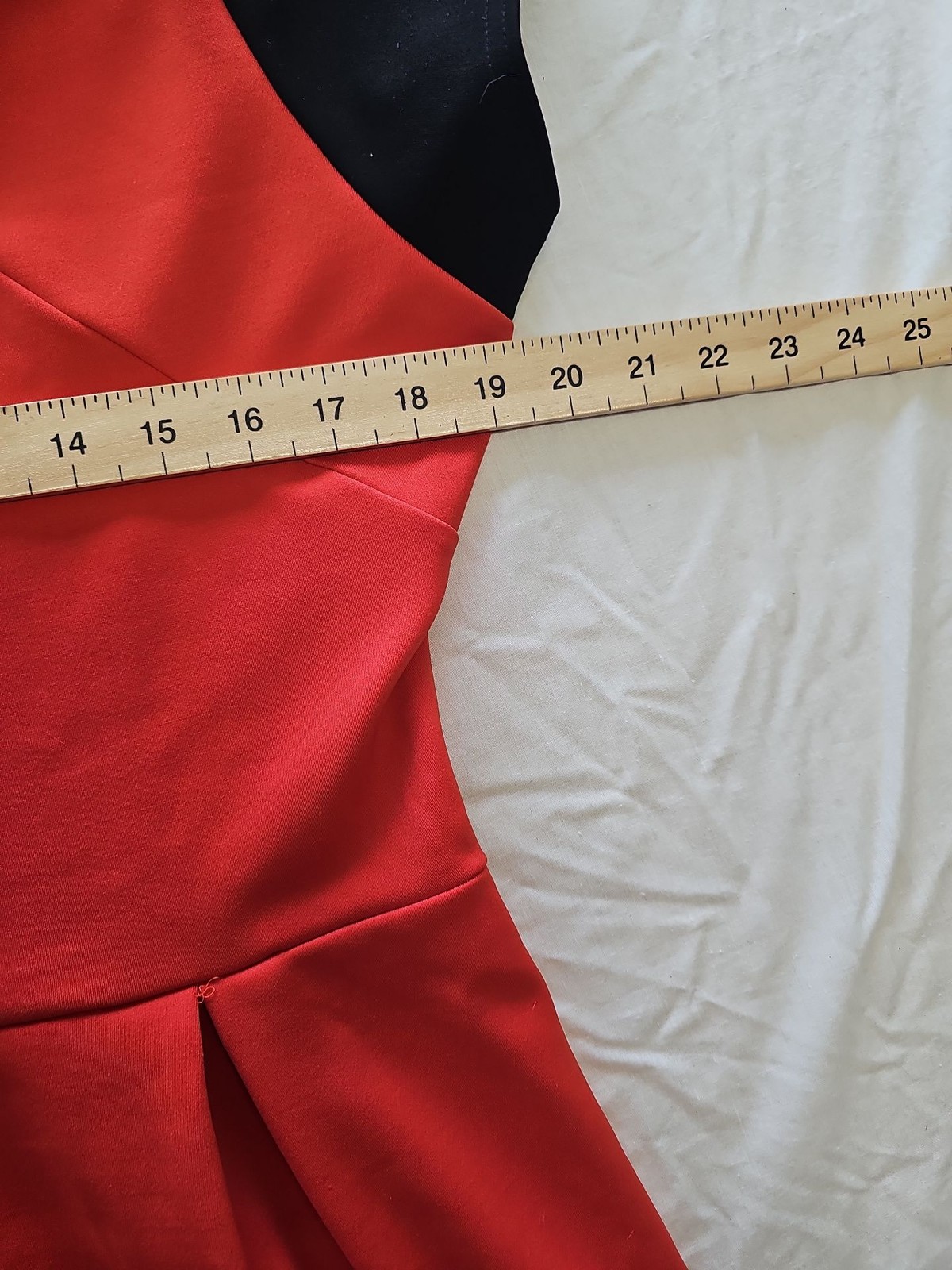 Be Beau Red and Black Colorblock Skater Dress Size 16 B465 - Image 5