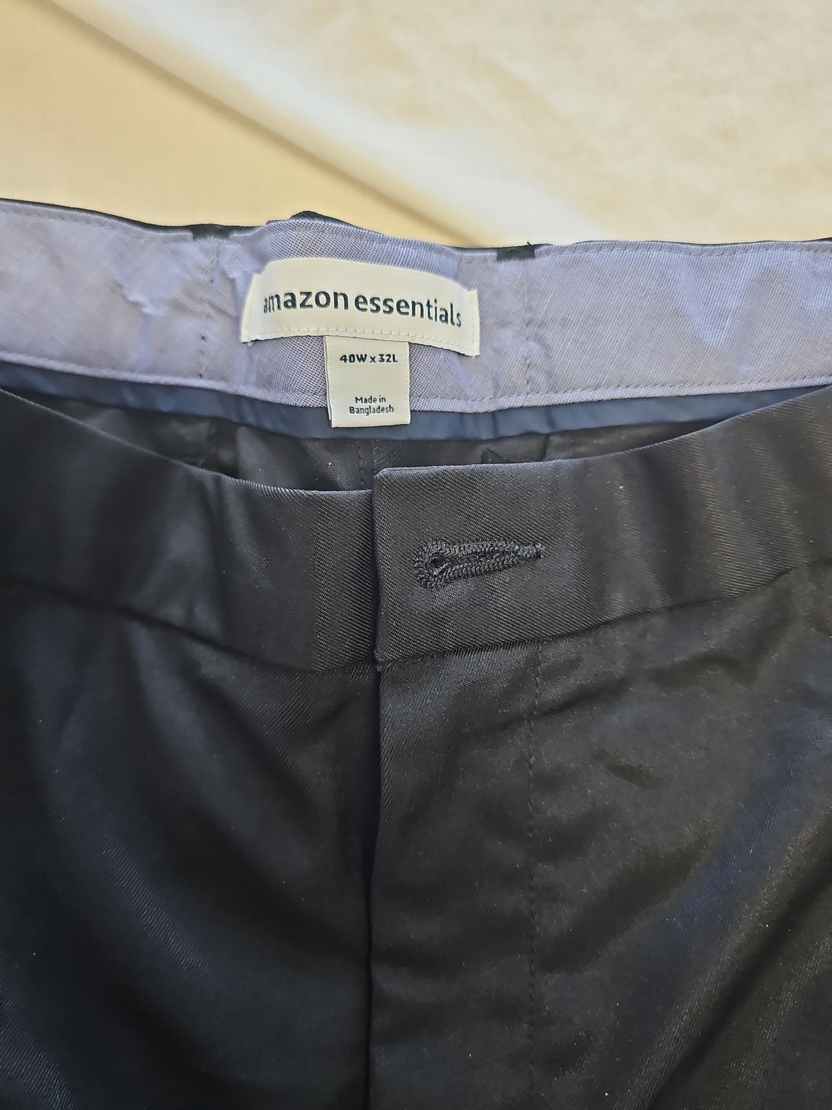 Amazon Essentials Men’s Black Flat-Front Dress Trousers 40W x 32L C475