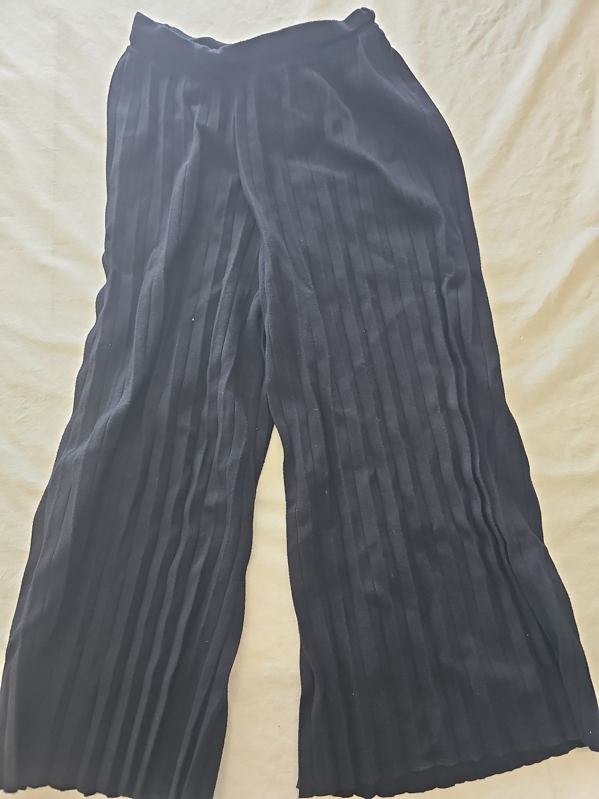 VETONO Black Pleated Wide Leg Culotte Trousers 418 - Image 5