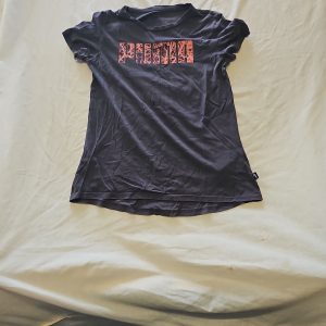 Puma Women's Graphic Logo T-Shirt Charcoal Grey & Coral Pink D493