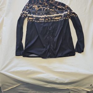 boohooMAN Black Baroque Chain Print Long Sleeve Shirt D494