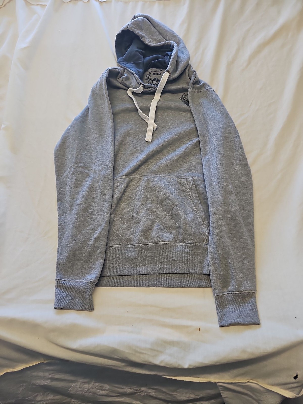 Vintage Style IX Skull Wing Graphic Hoodie in Heather Grey D495
