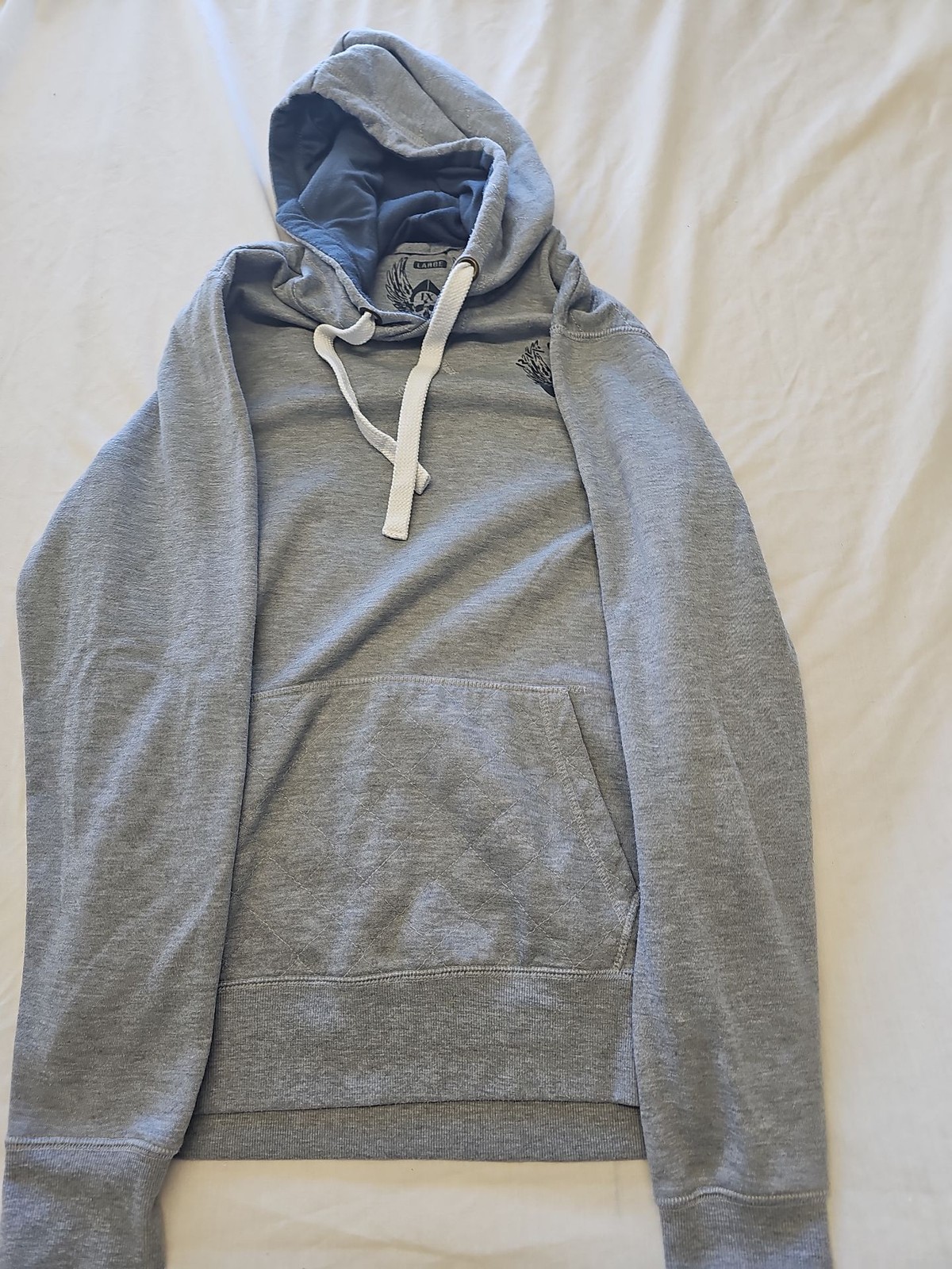 Vintage Style IX Skull Wing Graphic Hoodie in Heather Grey D495 - Image 4