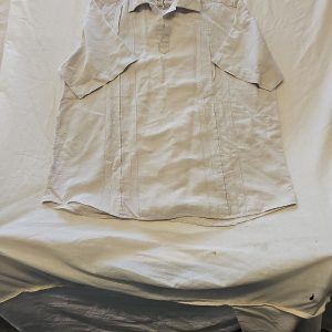 Cherokee Linen Blend Beige Guayabera Style Polo Shirt D497