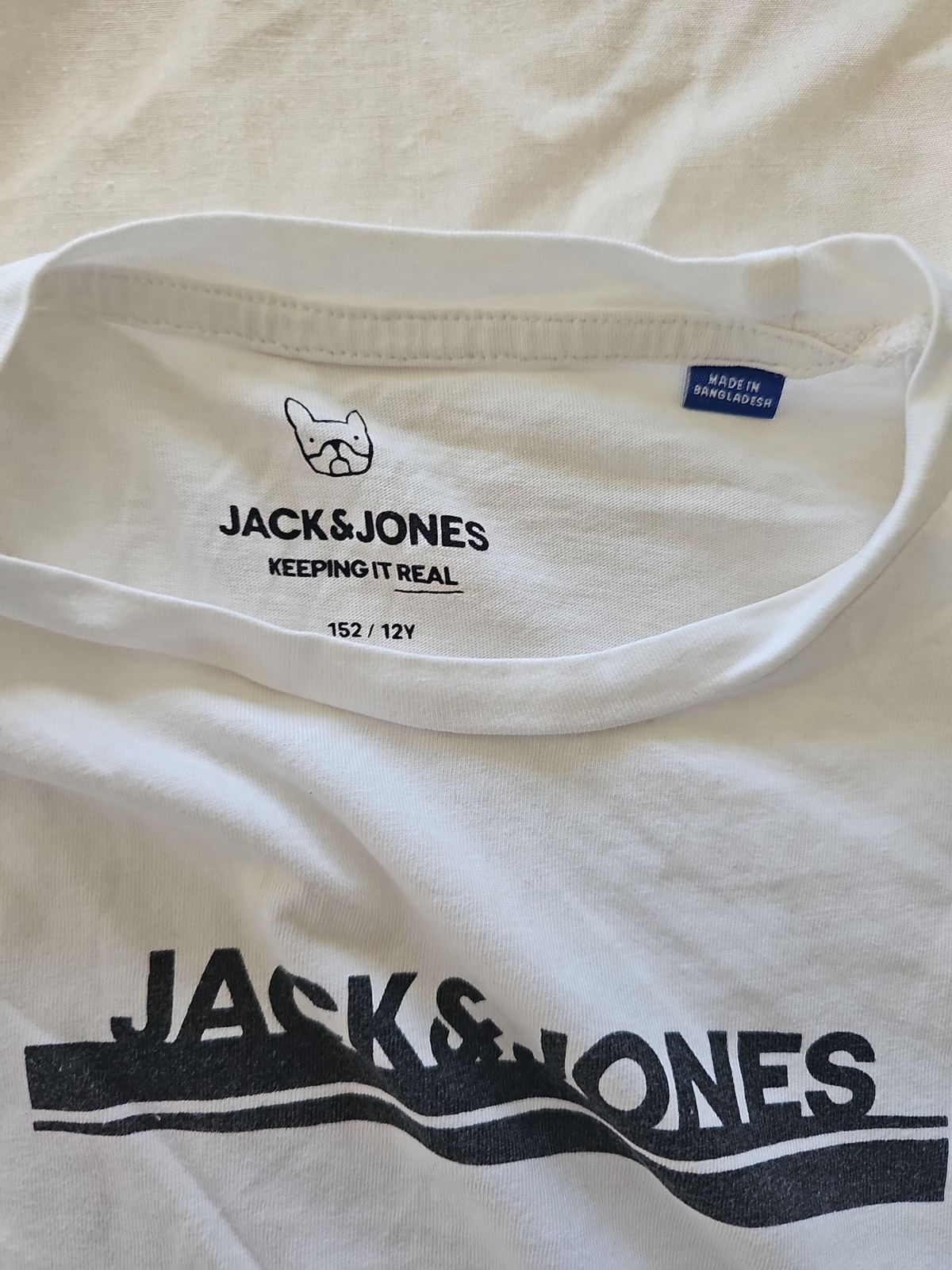 Jack & Jones Boys White Graphic Logo T-Shirt C485