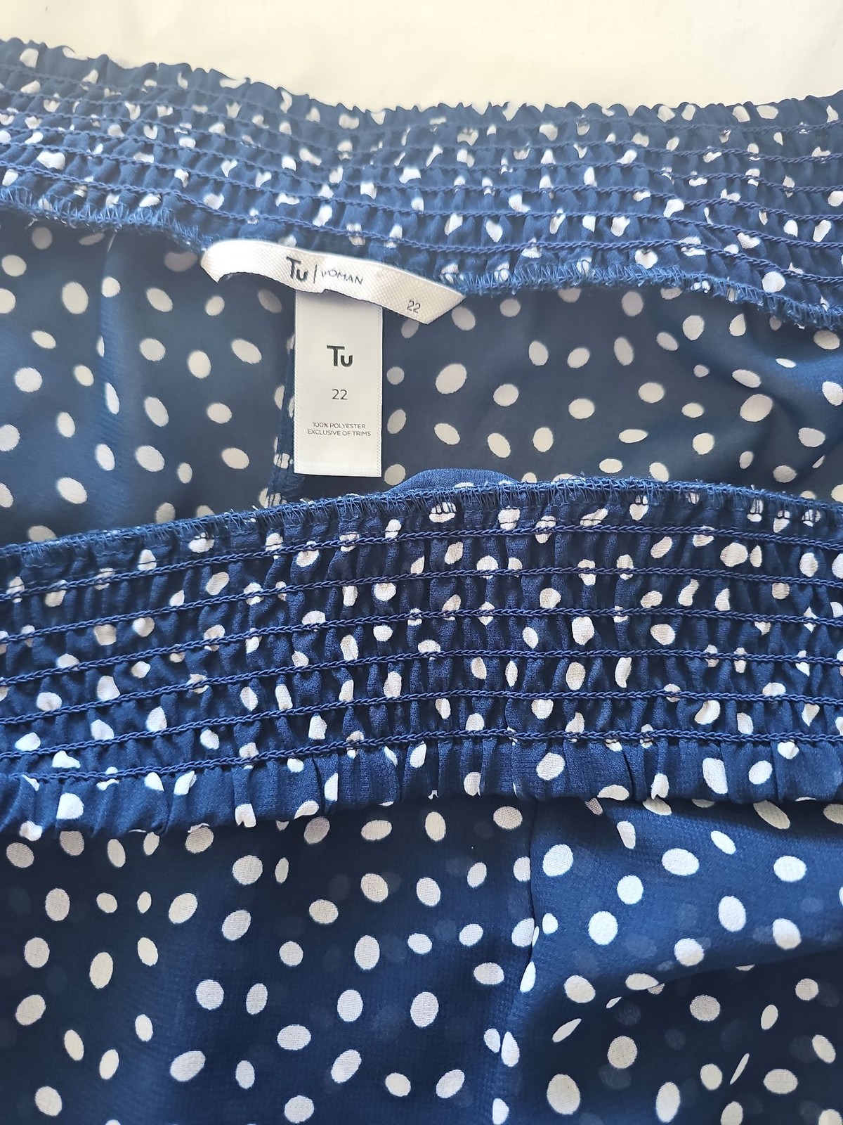 Tu Woman Navy Blue Polka Dot Cropped Trousers Size 22  C486