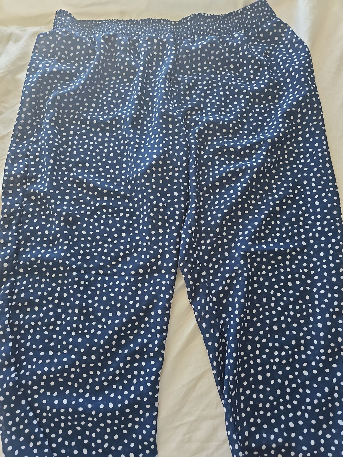 Tu Woman Navy Blue Polka Dot Cropped Trousers Size 22 C486 - Image 5