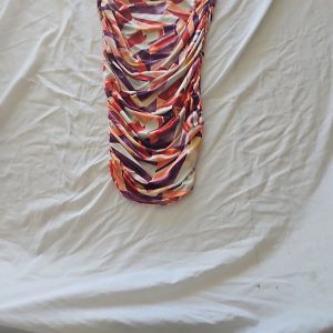 Boohoo Abstract Geometric Ruched Bodycon Skirt in Purple and Orange zc487