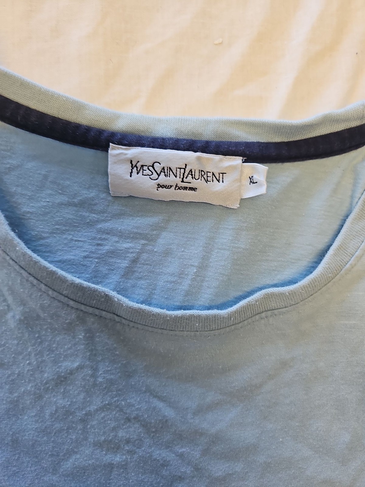 Vintage Yves Saint Laurent Pour Homme Light Blue T-Shirt XL D511