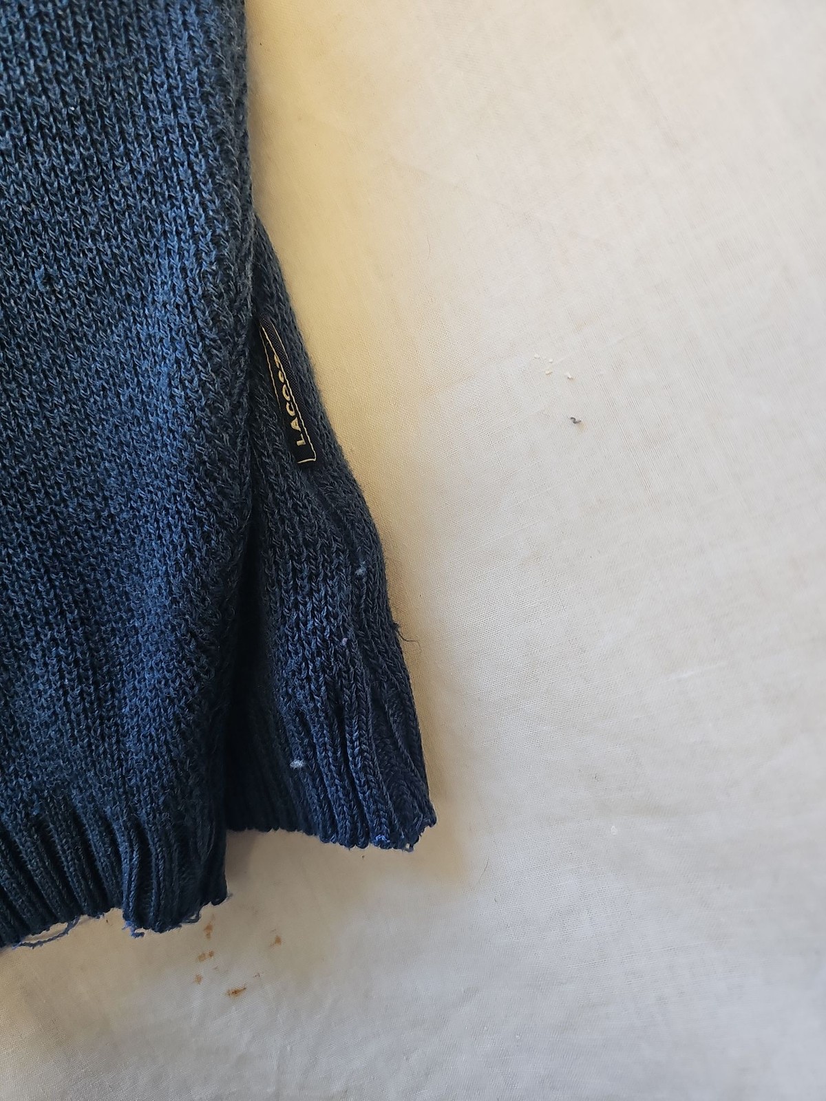 Vintage Lacoste Sport Ribbed Knit Crewneck Sweater - Blue/Red Stripe D505 - Image 4