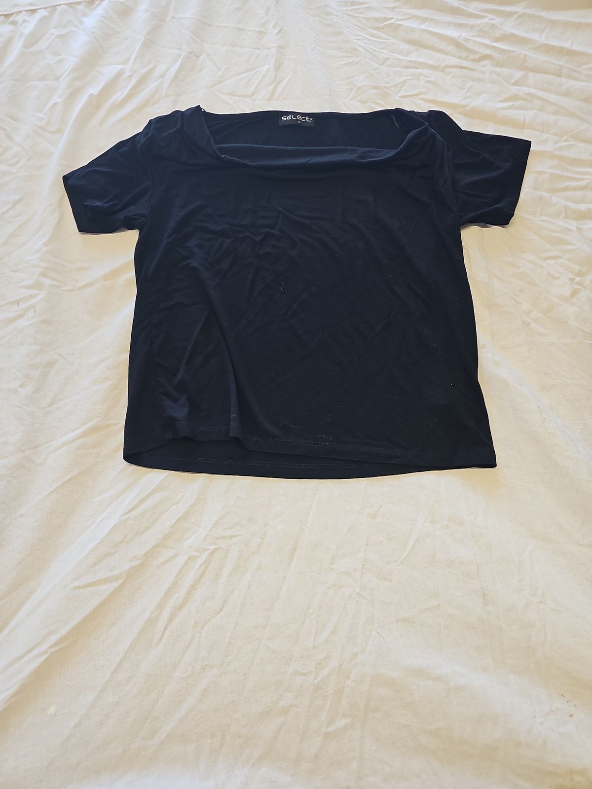 Select Women's Black Boat Neck Short Sleeve Top Size S F531 - Image 3